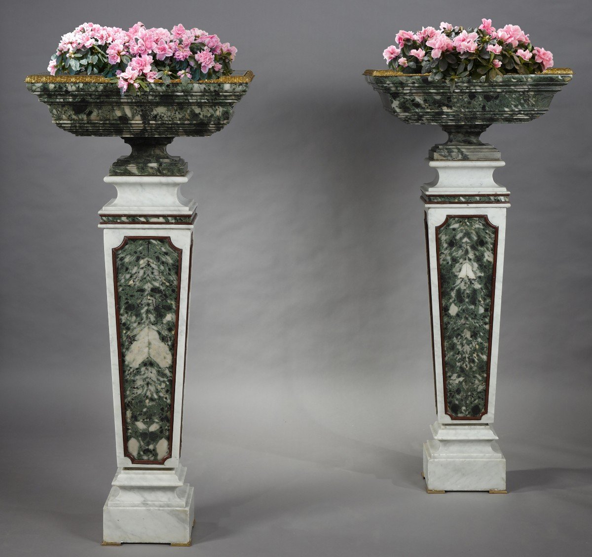 Pair Of Planters On Pedestals, France Early 20th Century-photo-1