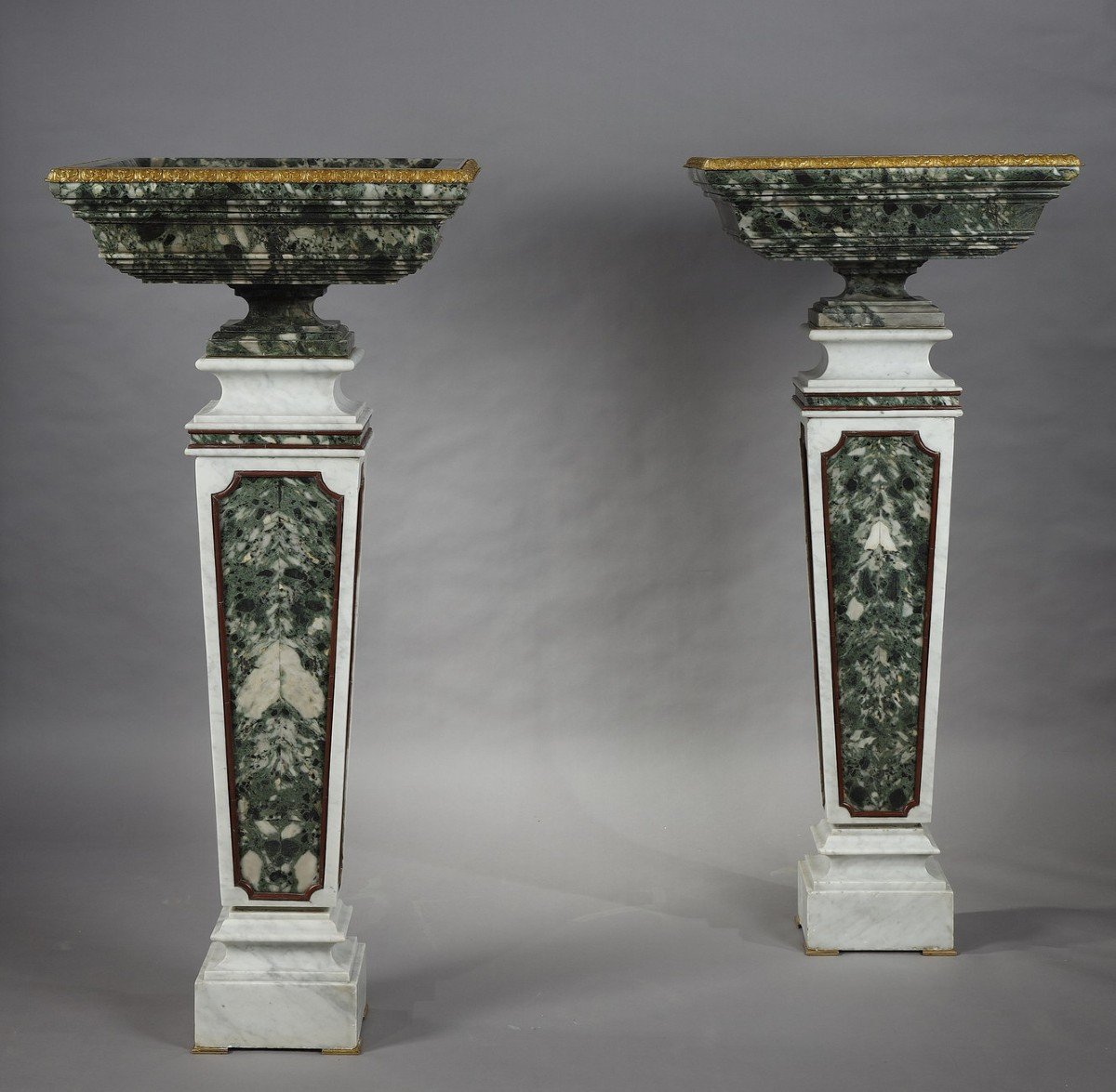 Pair Of Planters On Pedestals, France Early 20th Century