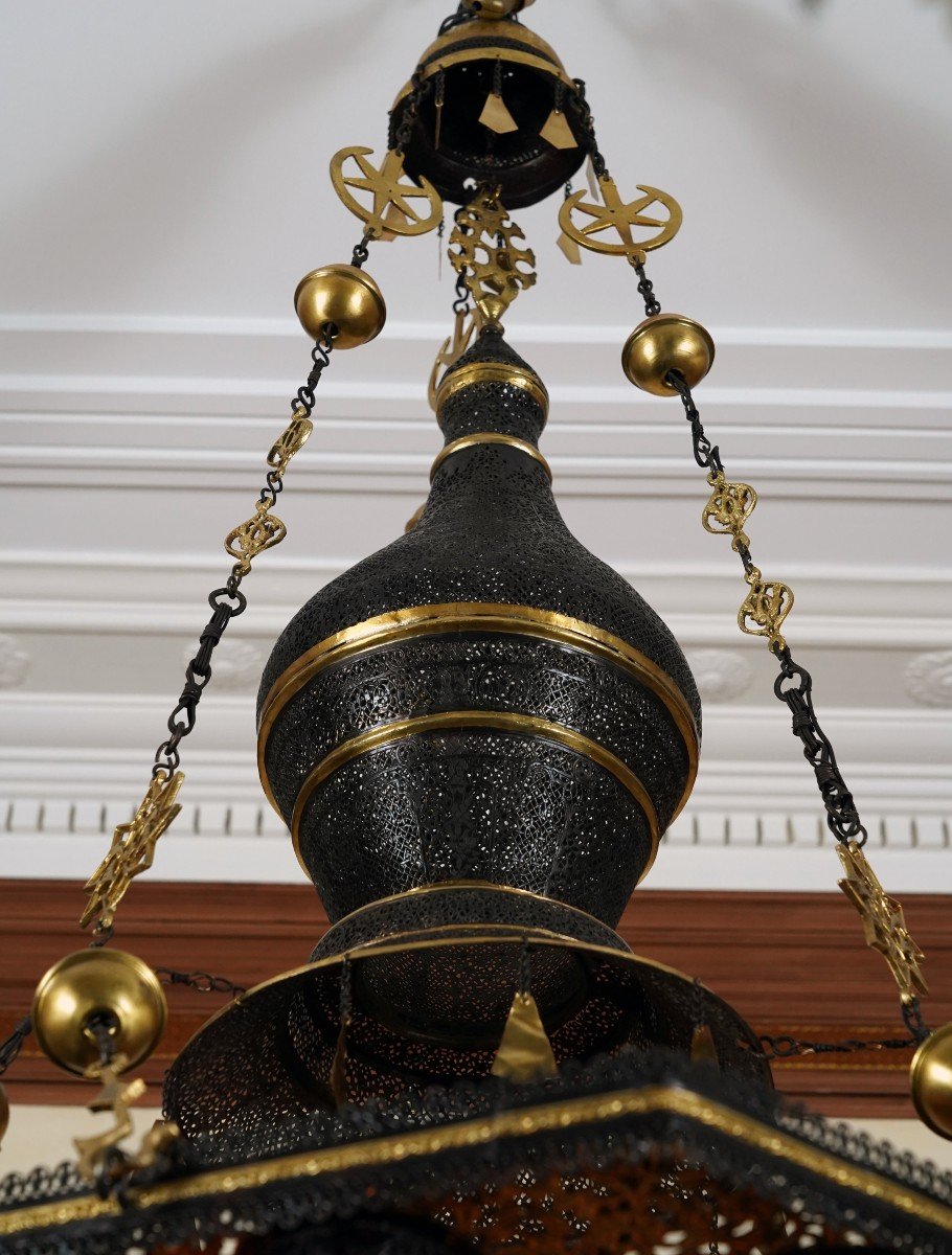 Rare Oriental Chandelier, Morocco, Circa 1900-photo-1