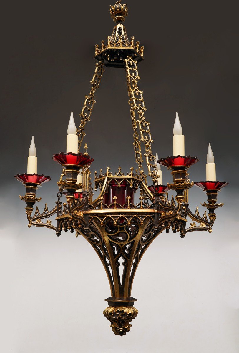 Neo-gothic Chandelier, France, Circa 1860-photo-3