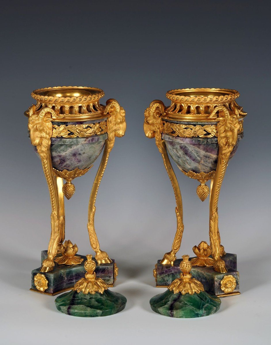 Pair Of « Rams » Perfume Burners Attr. To Maison Millet, France Circa 1870-photo-2