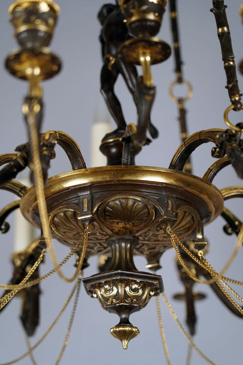 Neo-greek «cupid» Chandelier By A. Delafontaine & H. Cahieux, France  C 1850-photo-6