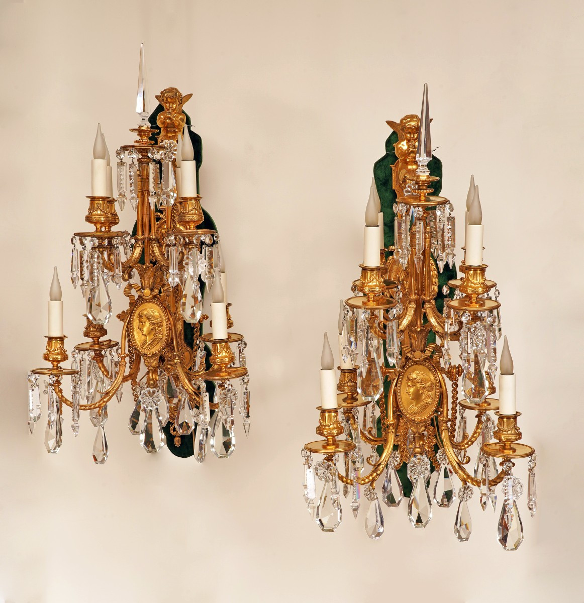 V. Paillard & Baccarat, Paire d'Appliques aux Médaillons, France, Circa 1870-photo-4