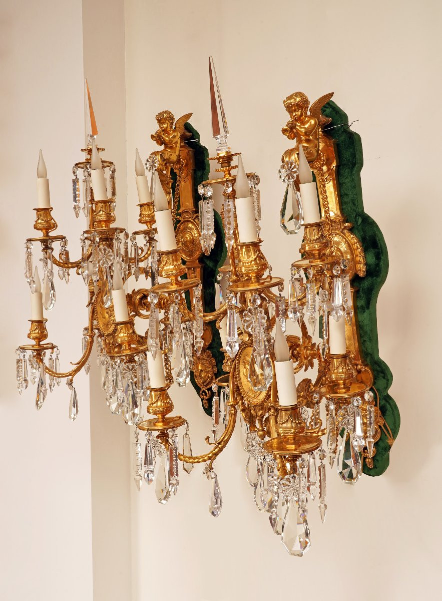 V. Paillard & Baccarat, Paire d'Appliques aux Médaillons, France, Circa 1870-photo-1