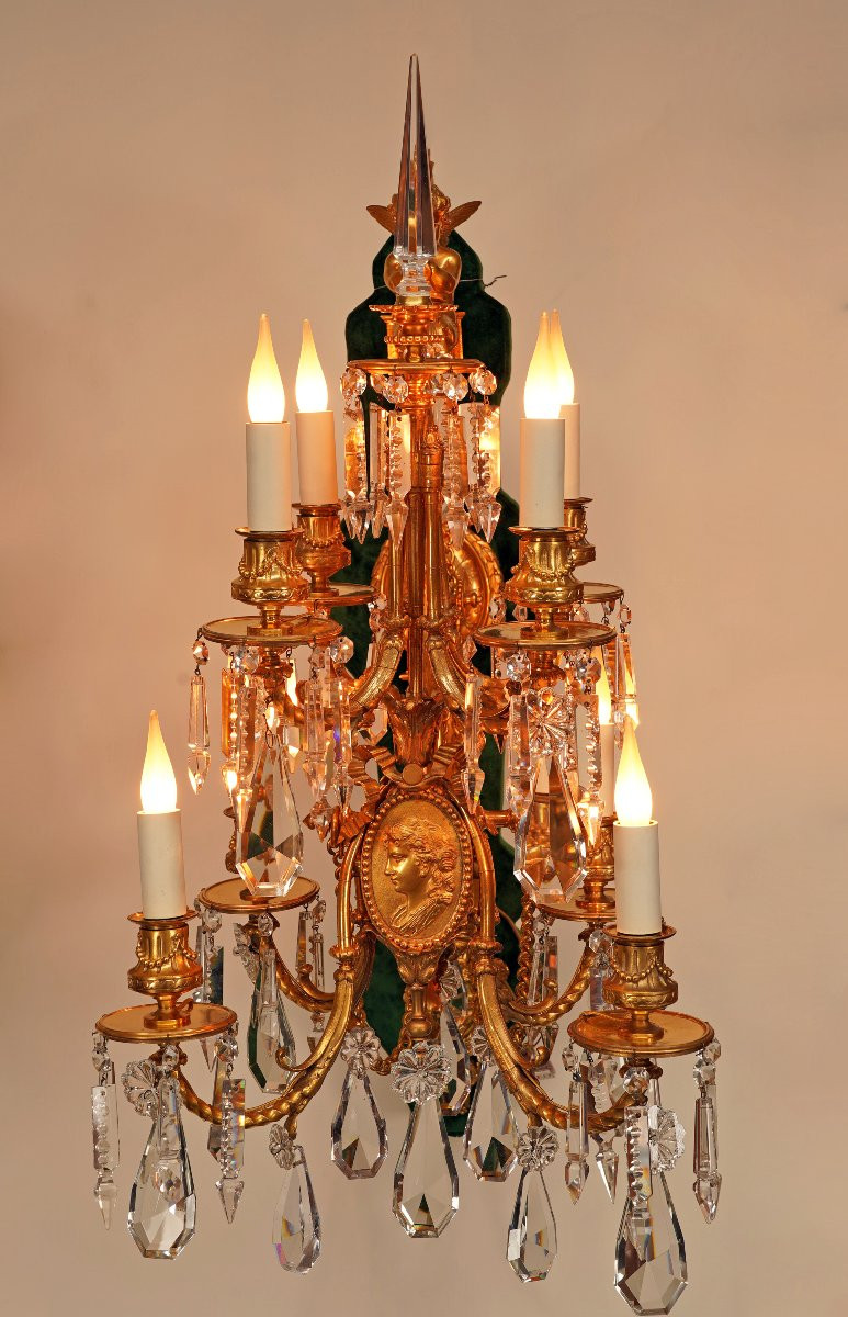 V. Paillard & Baccarat, Paire d'Appliques aux Médaillons, France, Circa 1870-photo-6