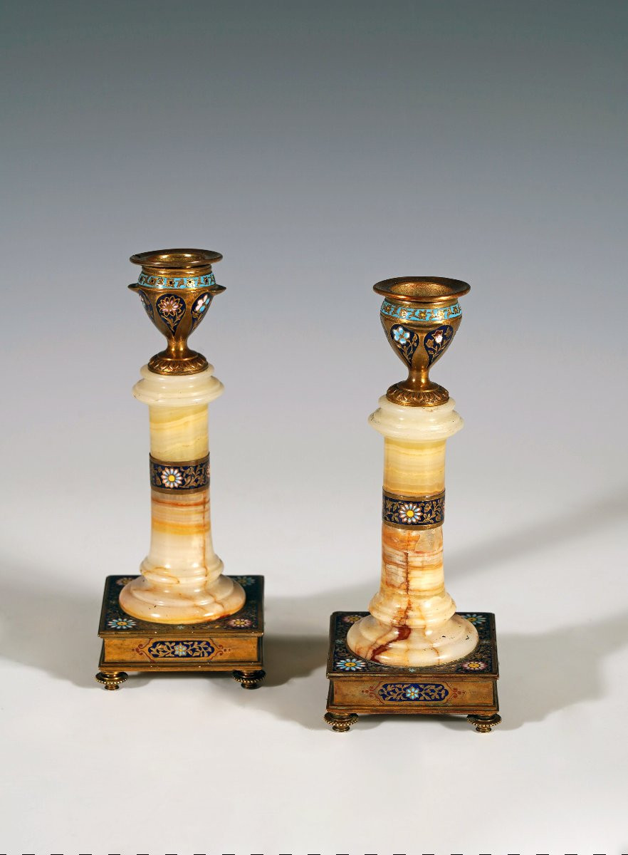Louchet Frères, Pair Of Oriental Candlesticks, France, Circa 1890-photo-3