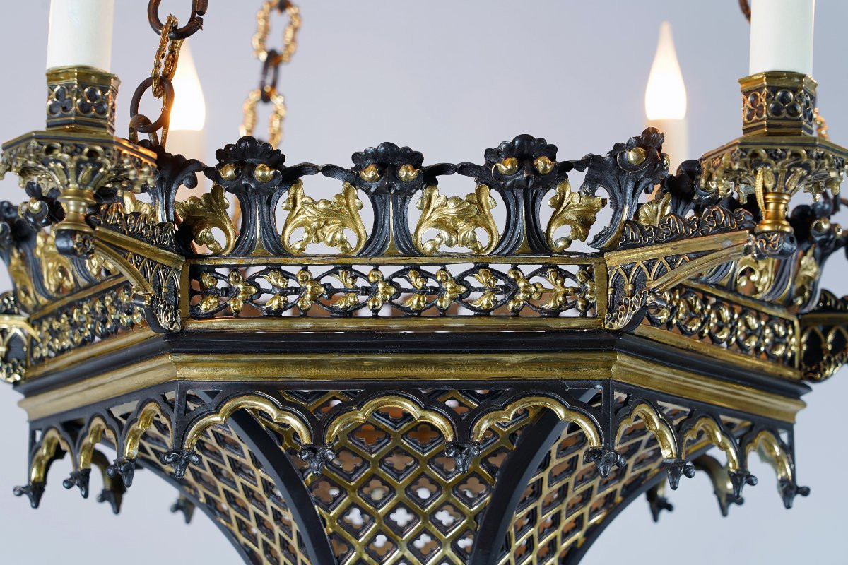 Neo-gothic Chandelier, France, Circa 1870-photo-2