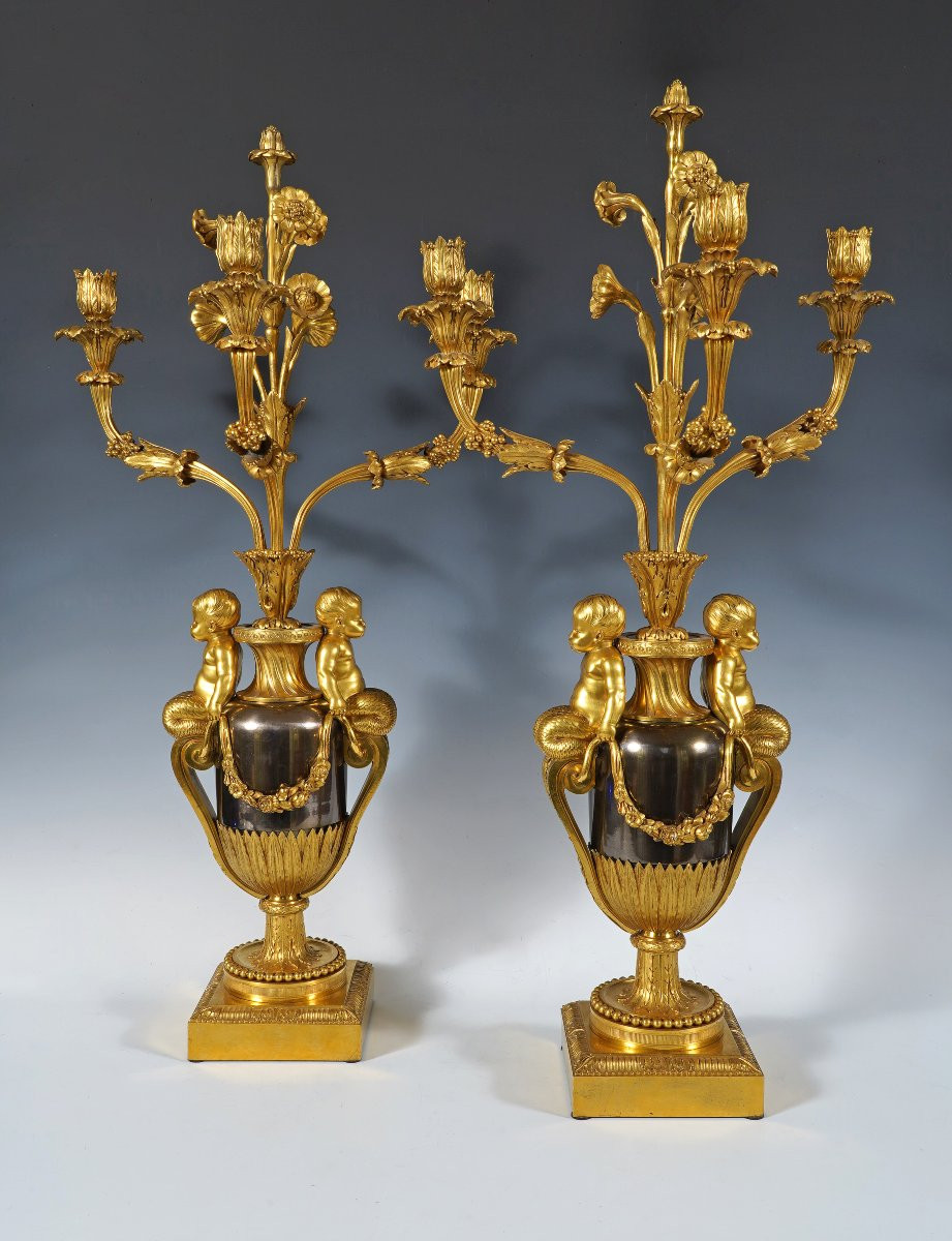 Maison Millet, Pair Of "tritons" Candelabras, France, Circa 1870-photo-3