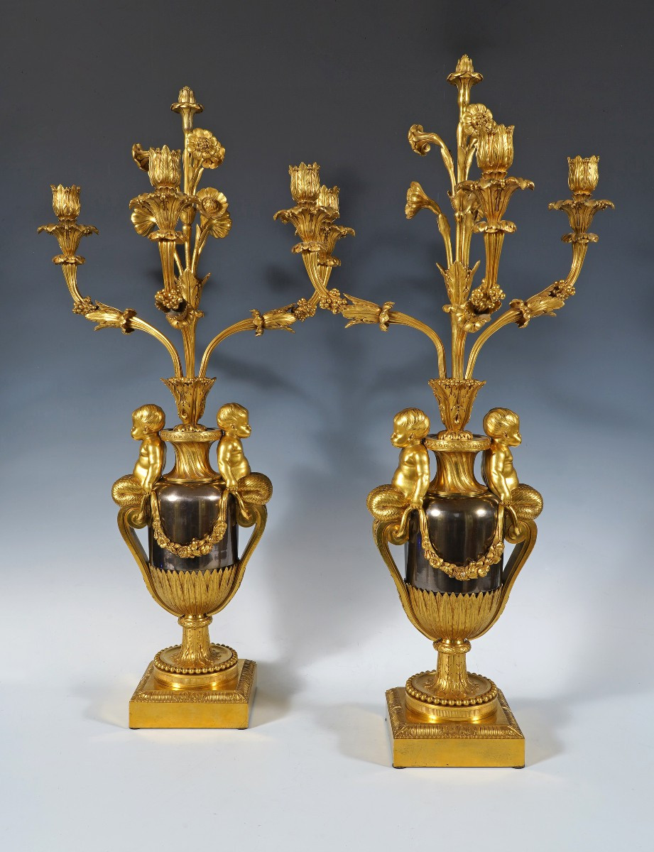 Maison Millet, Pair Of "tritons" Candelabras, France, Circa 1870
