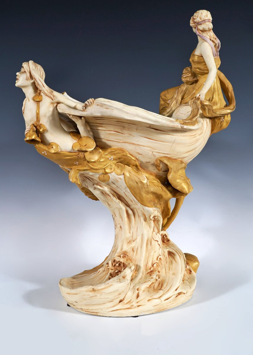 Royal Dux Bohemia, Coupe Art Nouveau, Bohême, Circa 1900-photo-2