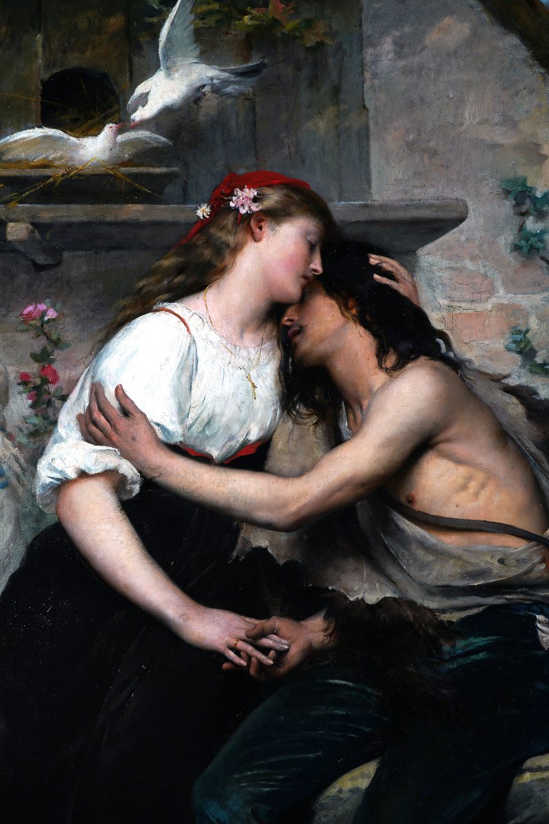 Lionel Royer, Huile sur toile "L’Amour contrarié", daté 1882 (?)-photo-4