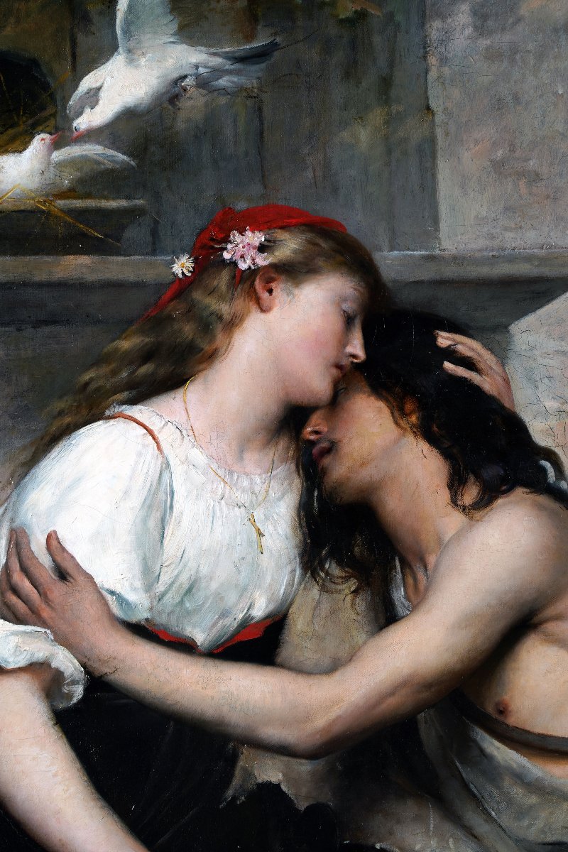 Lionel Royer, Huile sur toile "L’Amour contrarié", daté 1882 (?)-photo-1