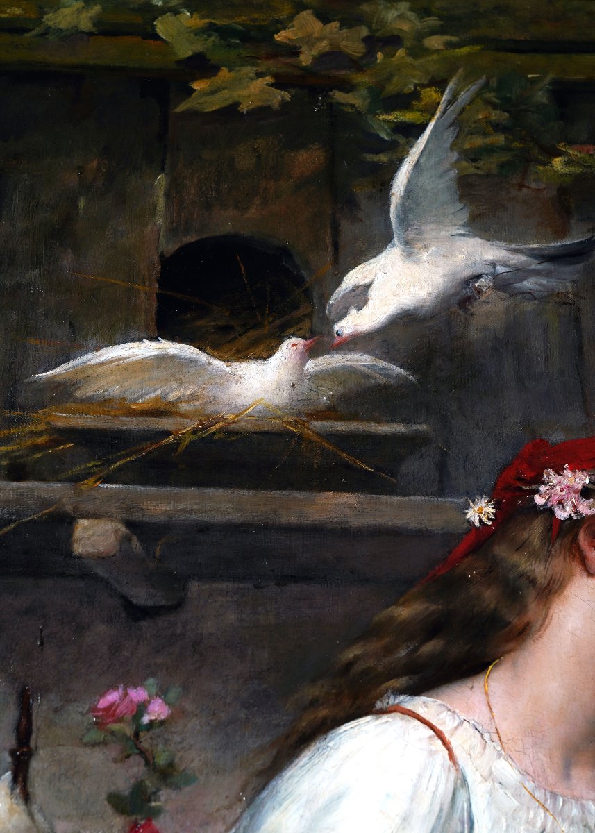 Lionel Royer, Huile sur toile "L’Amour contrarié", daté 1882 (?)-photo-3