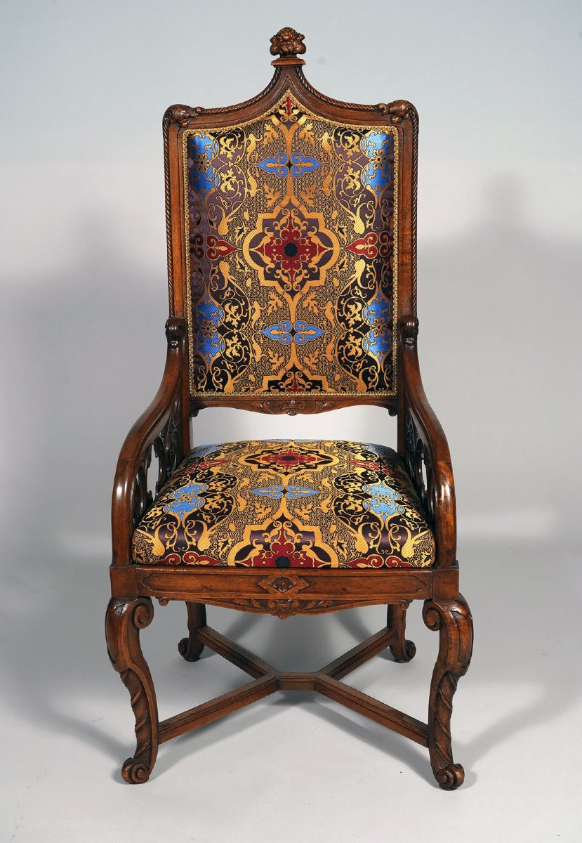 Ensemble de Quatre Fauteuils néo-Gothiques, France, Circa 1860-photo-3