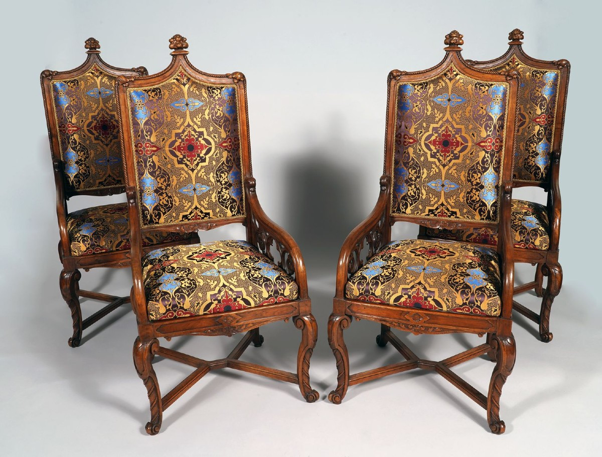 Ensemble de Quatre Fauteuils néo-Gothiques, France, Circa 1860