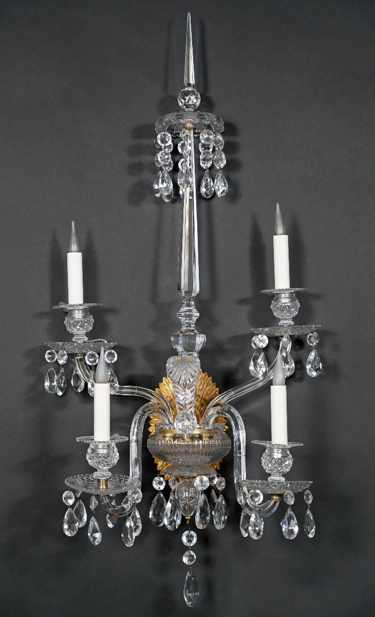 Baccarat, Set Of Four Crystal Wall-lights, France, Circa 1950-photo-2