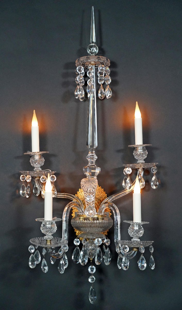 Baccarat, Set Of Four Crystal Wall-lights, France, Circa 1950-photo-3