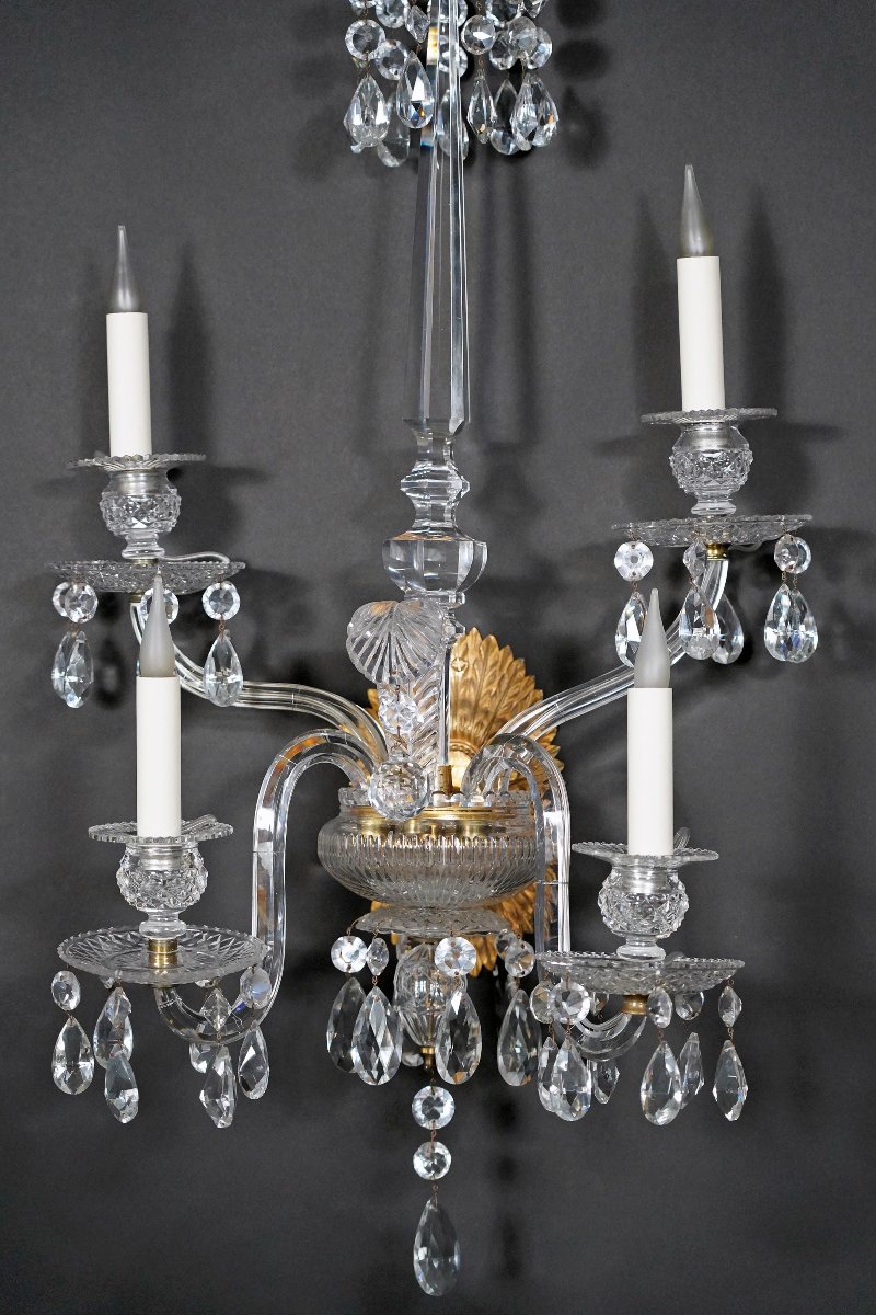Baccarat, Set Of Four Crystal Wall-lights, France, Circa 1950-photo-2