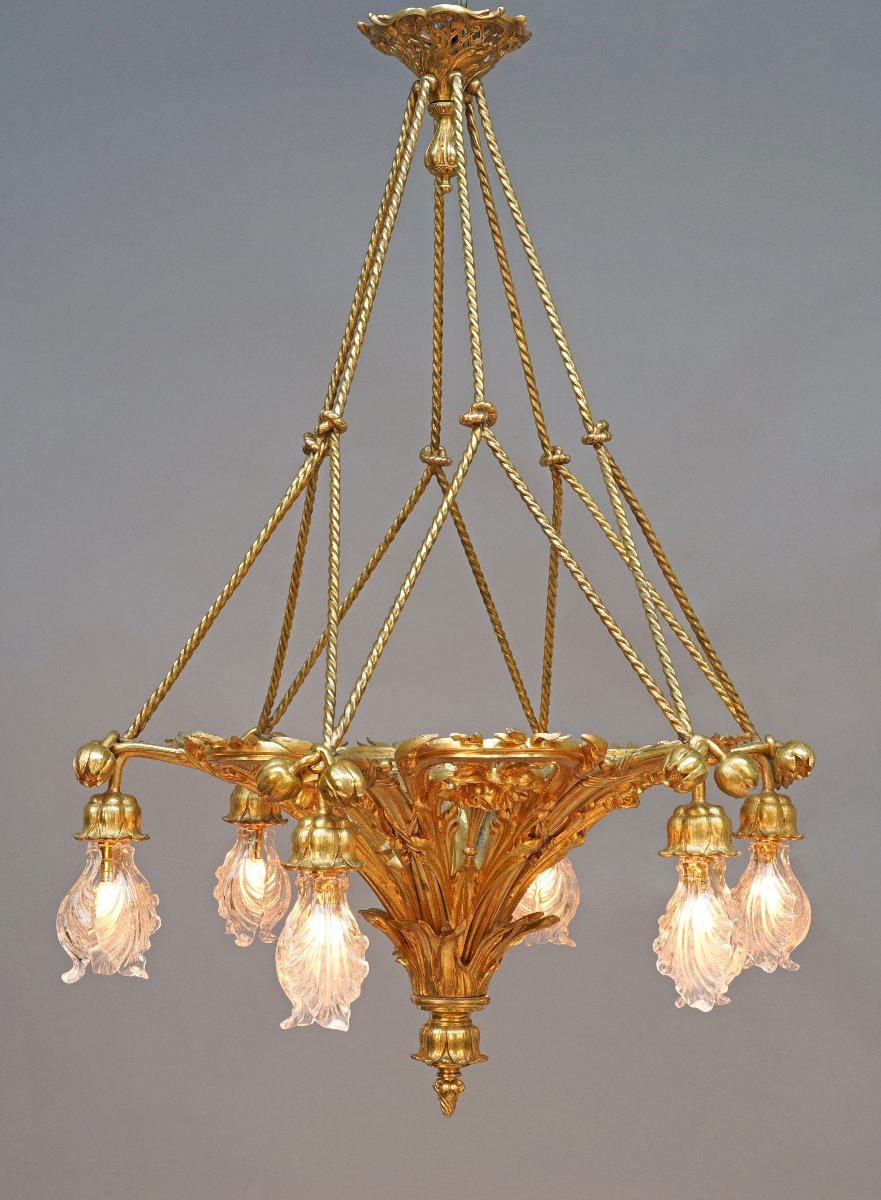 E. Soleau, "poppy" Chandelier, France, Circa 1900-photo-2