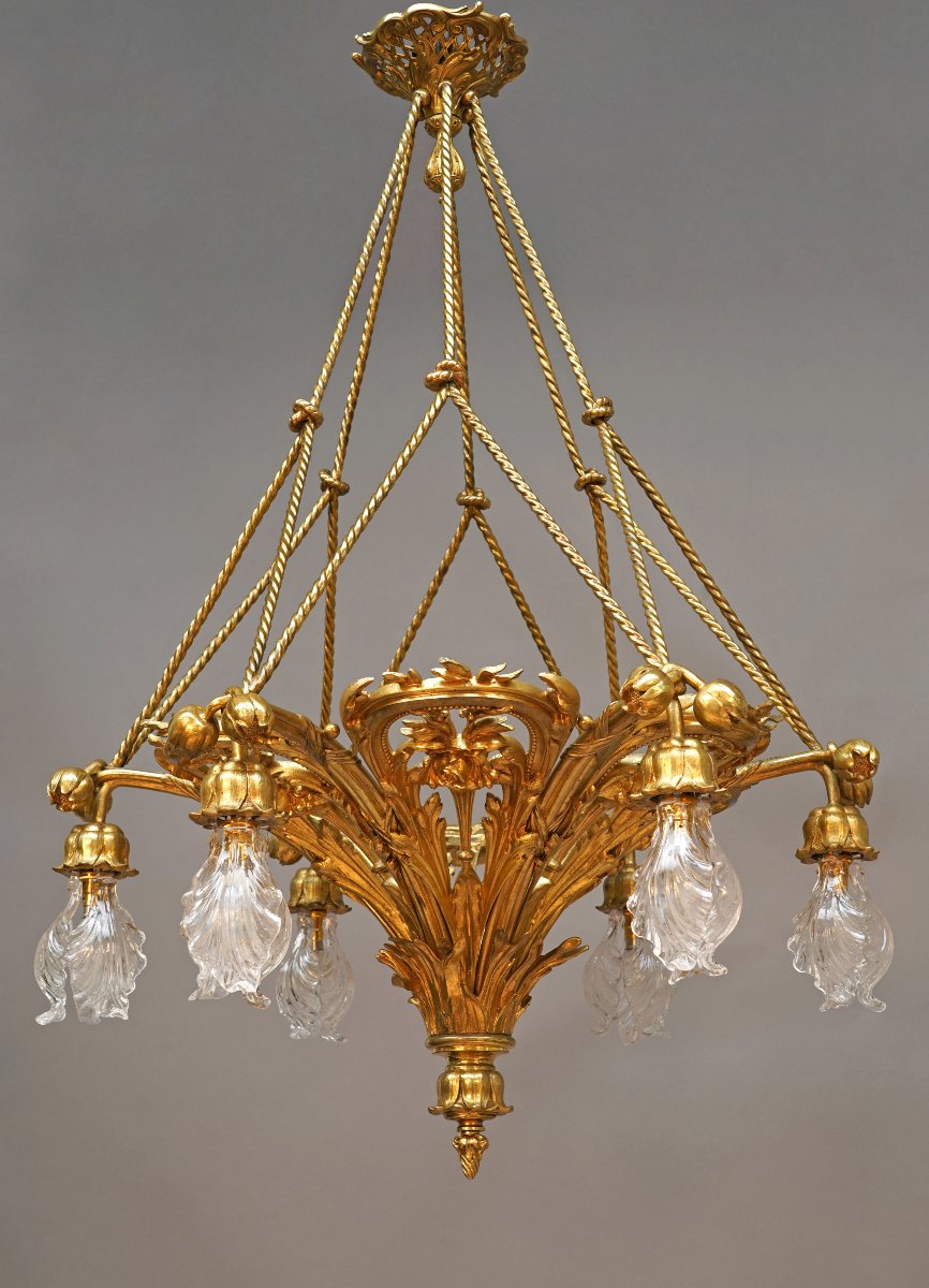 E. Soleau, "poppy" Chandelier, France, Circa 1900-photo-4