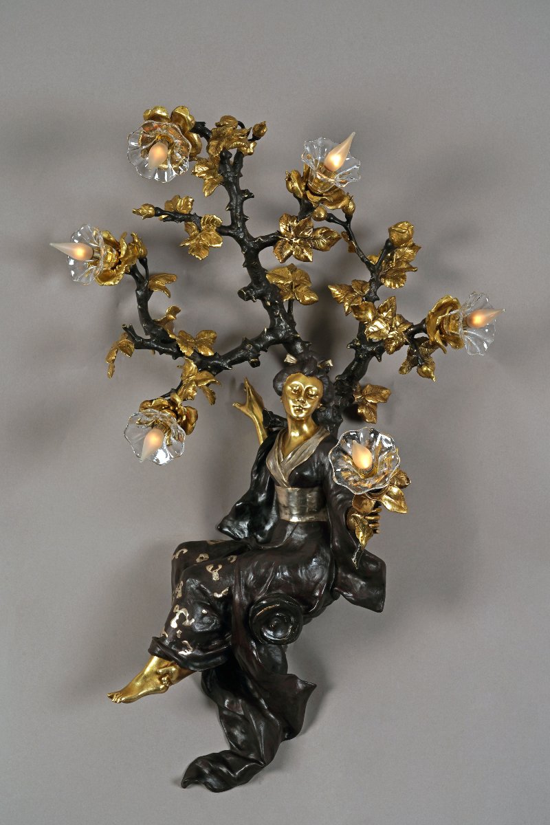 Raingo Frères, "the Geisha" Wall-light, France, Circa 1860-photo-2
