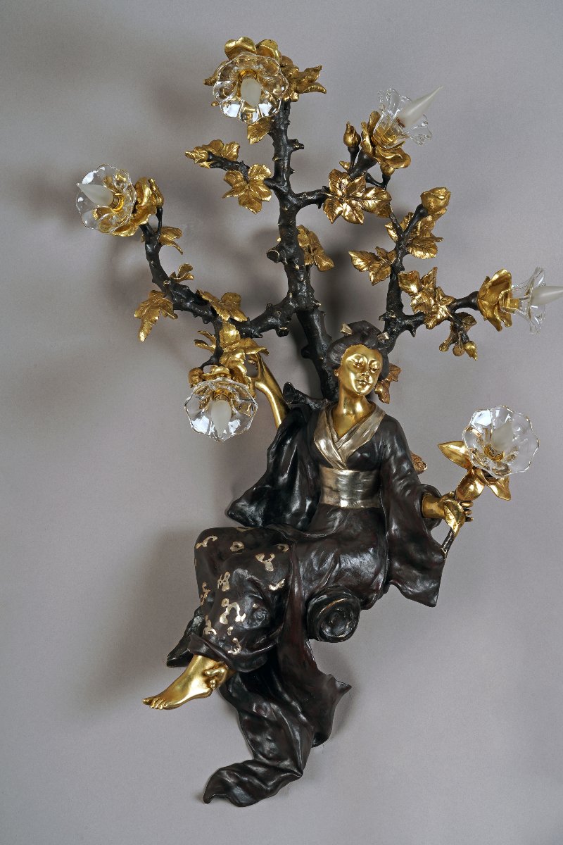 Raingo Frères, "the Geisha" Wall-light, France, Circa 1860-photo-3