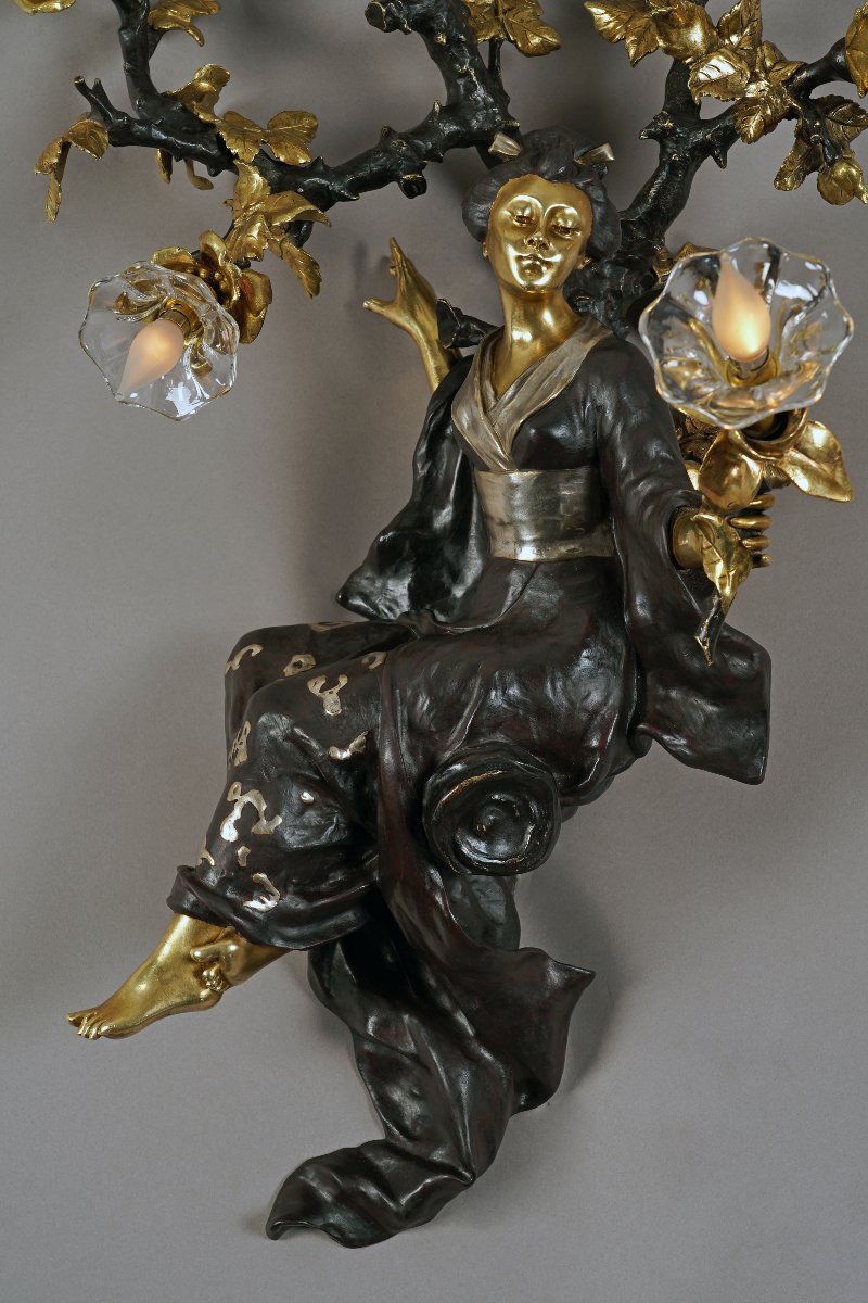 Raingo Frères, "the Geisha" Wall-light, France, Circa 1860-photo-4