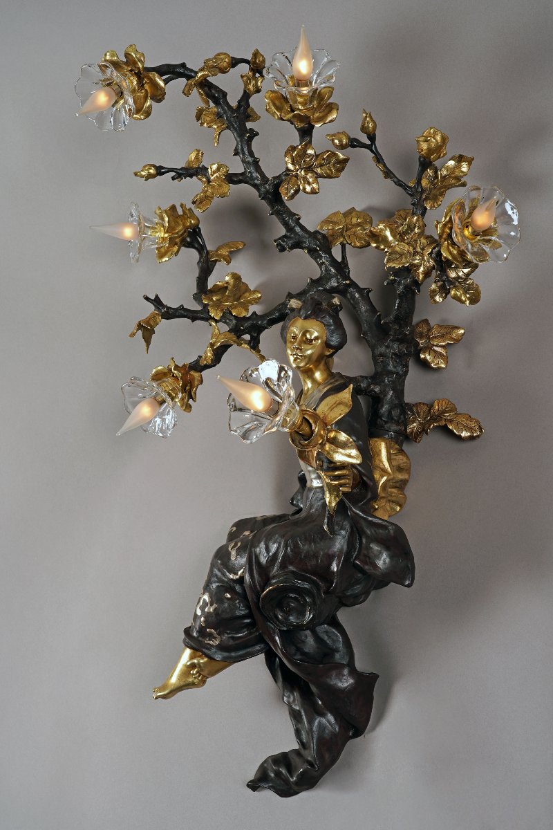 Raingo Frères, "the Geisha" Wall-light, France, Circa 1860-photo-5