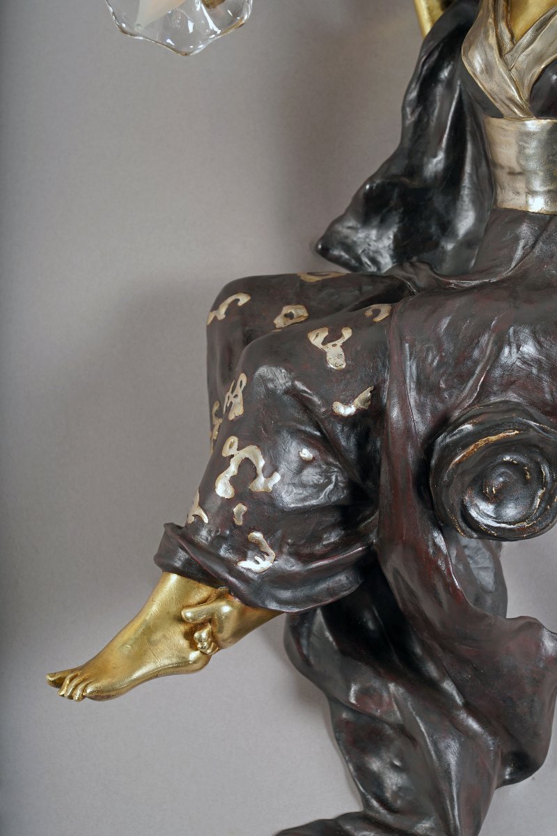 Raingo Frères, "the Geisha" Wall-light, France, Circa 1860-photo-8