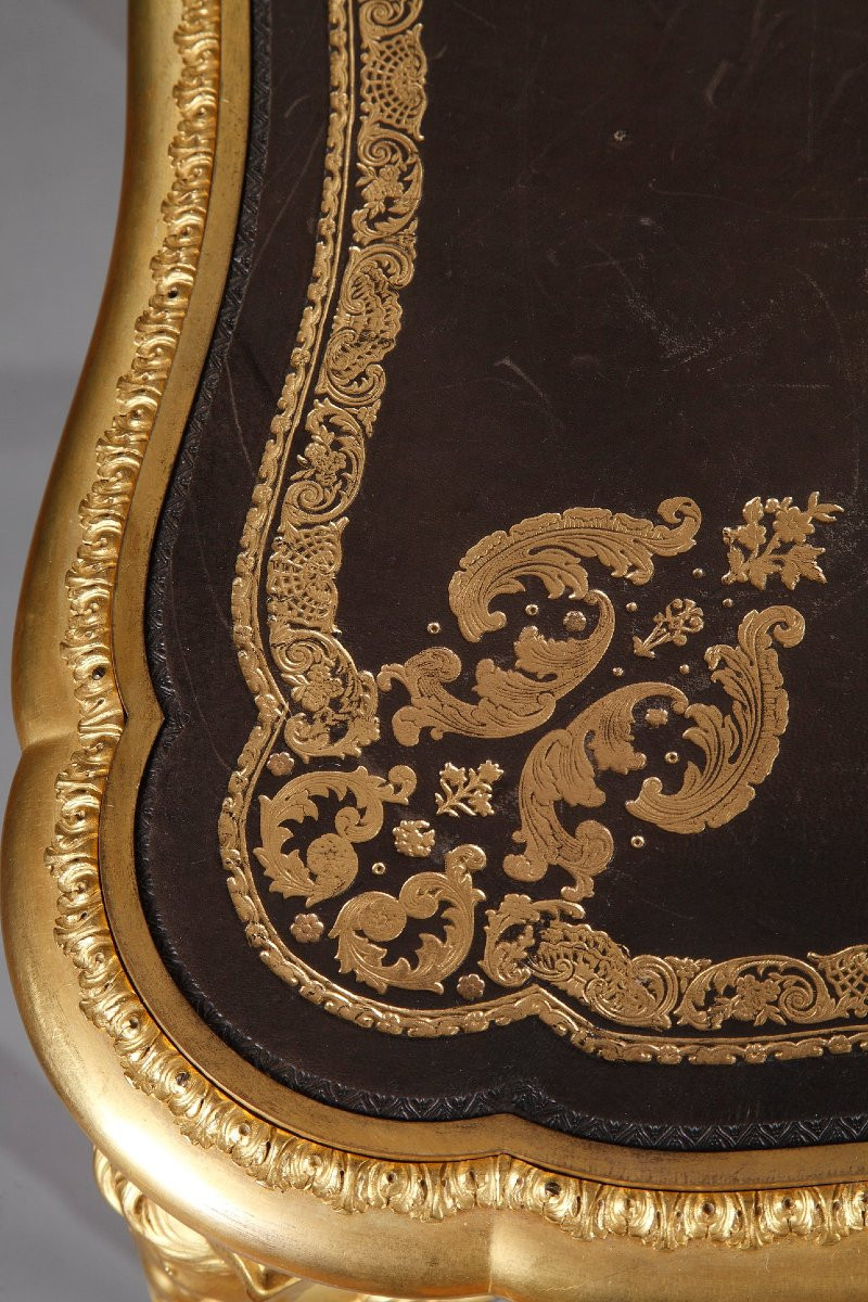 A.-e. Beurdeley, Flat Desk With Espagnolettes, France, Circa 1890-photo-4