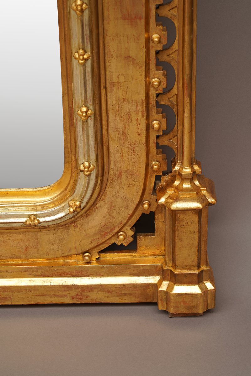 Important Miroir d'inspiration Néo-Gothique, France, circa 1840-photo-2