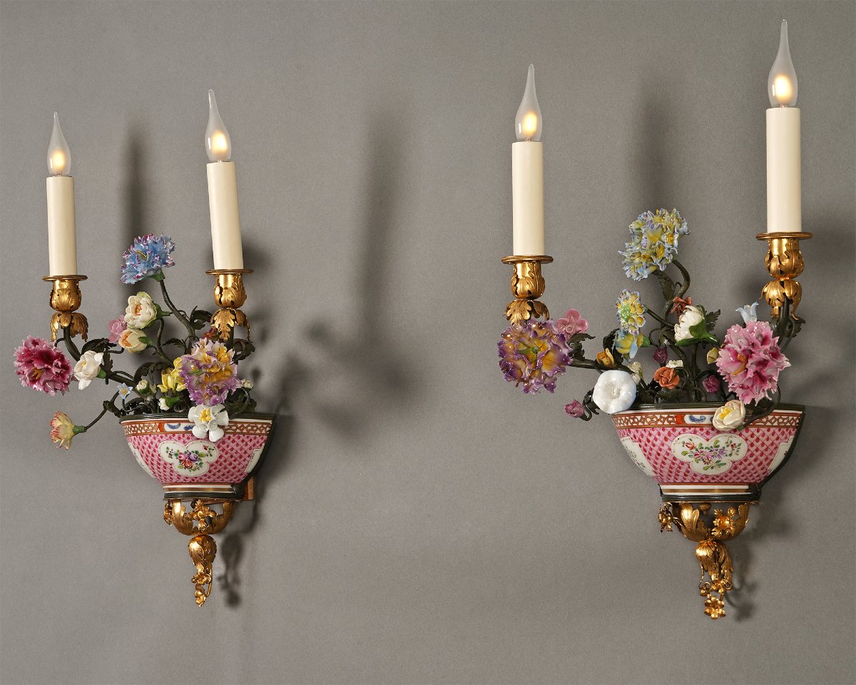 l'Escalier De Cristal, Pair Of "floral" Wall-lights, France, Circa 1890-photo-3