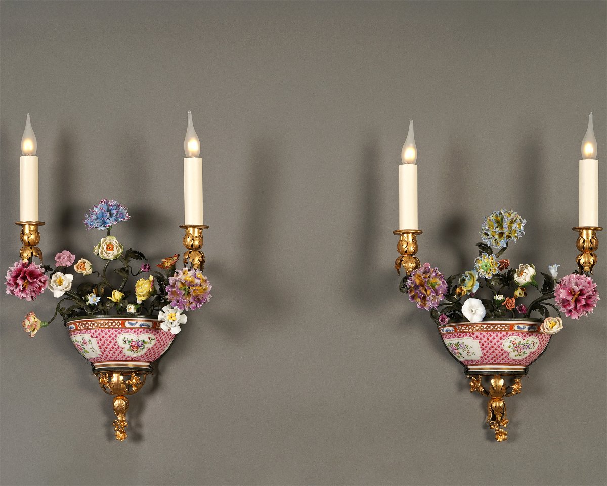 l'Escalier De Cristal, Pair Of "floral" Wall-lights, France, Circa 1890-photo-4