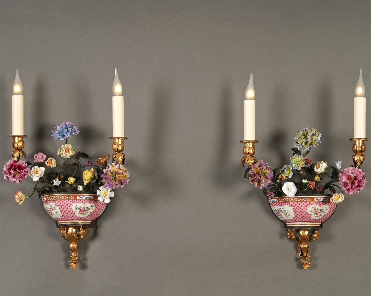 l'Escalier De Cristal, Pair Of "floral" Wall-lights, France, Circa 1890