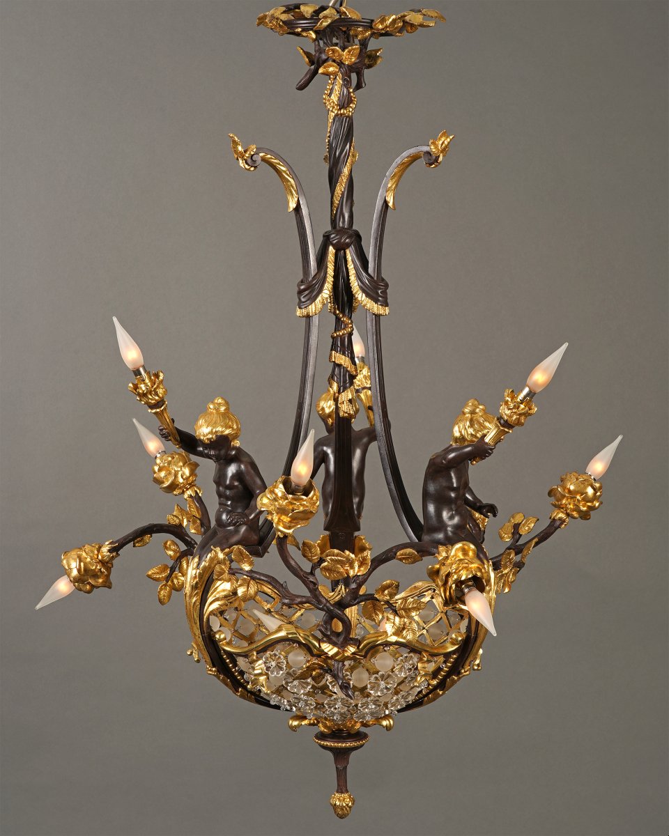 Boin-Masson, Lustre "aux Amours", France, Circa 1880-photo-2
