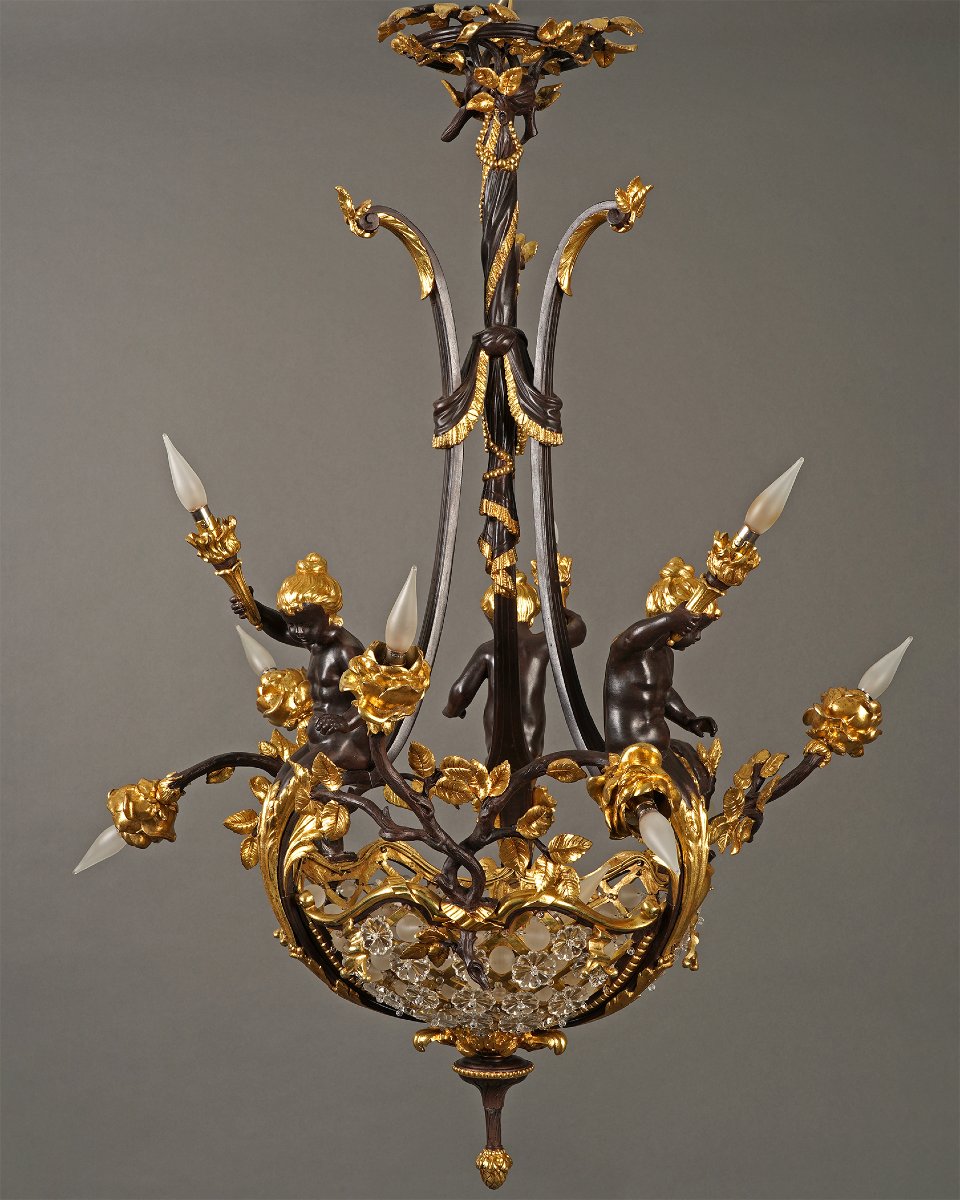 Boin-Masson, Lustre "aux Amours", France, Circa 1880-photo-3