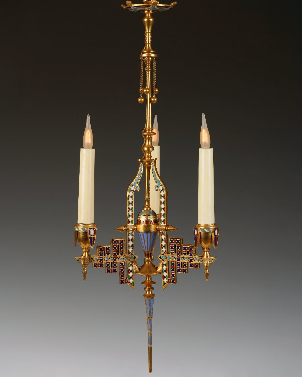 F. Barbedienne, Neo-byzantine Chandelier, France, Circa 1880-photo-3