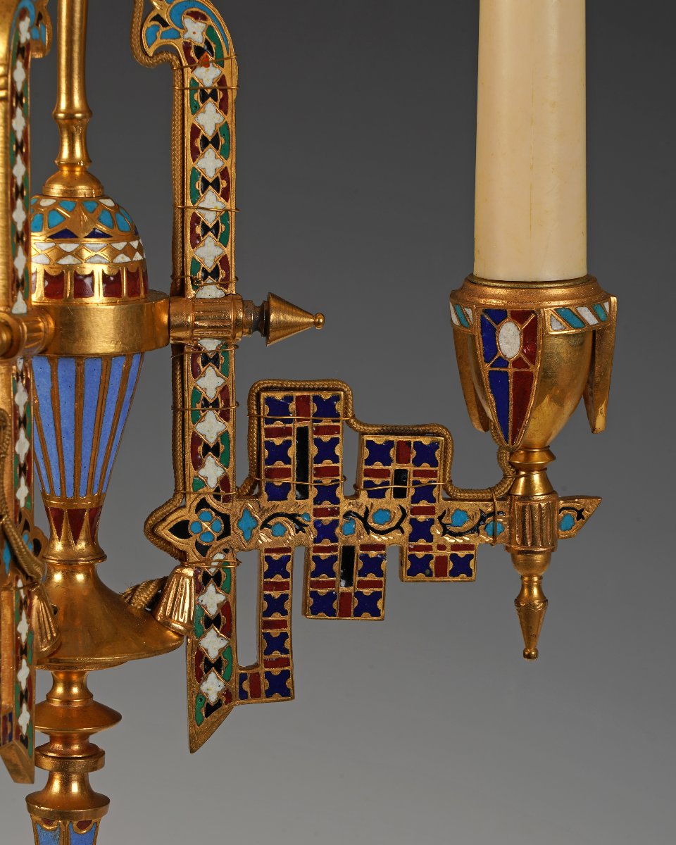 F. Barbedienne, Neo-byzantine Chandelier, France, Circa 1880-photo-1