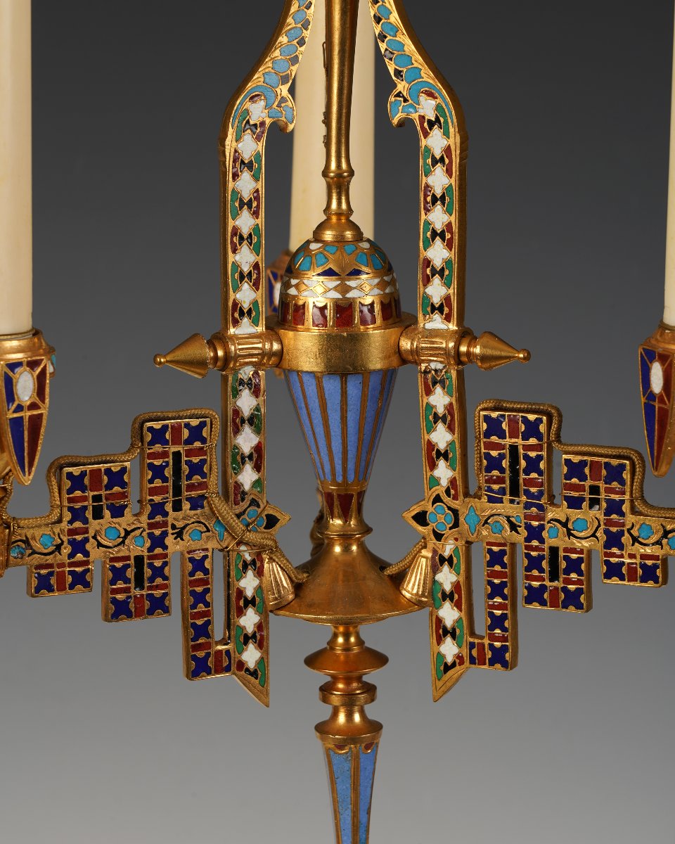 F. Barbedienne, Neo-byzantine Chandelier, France, Circa 1880-photo-3