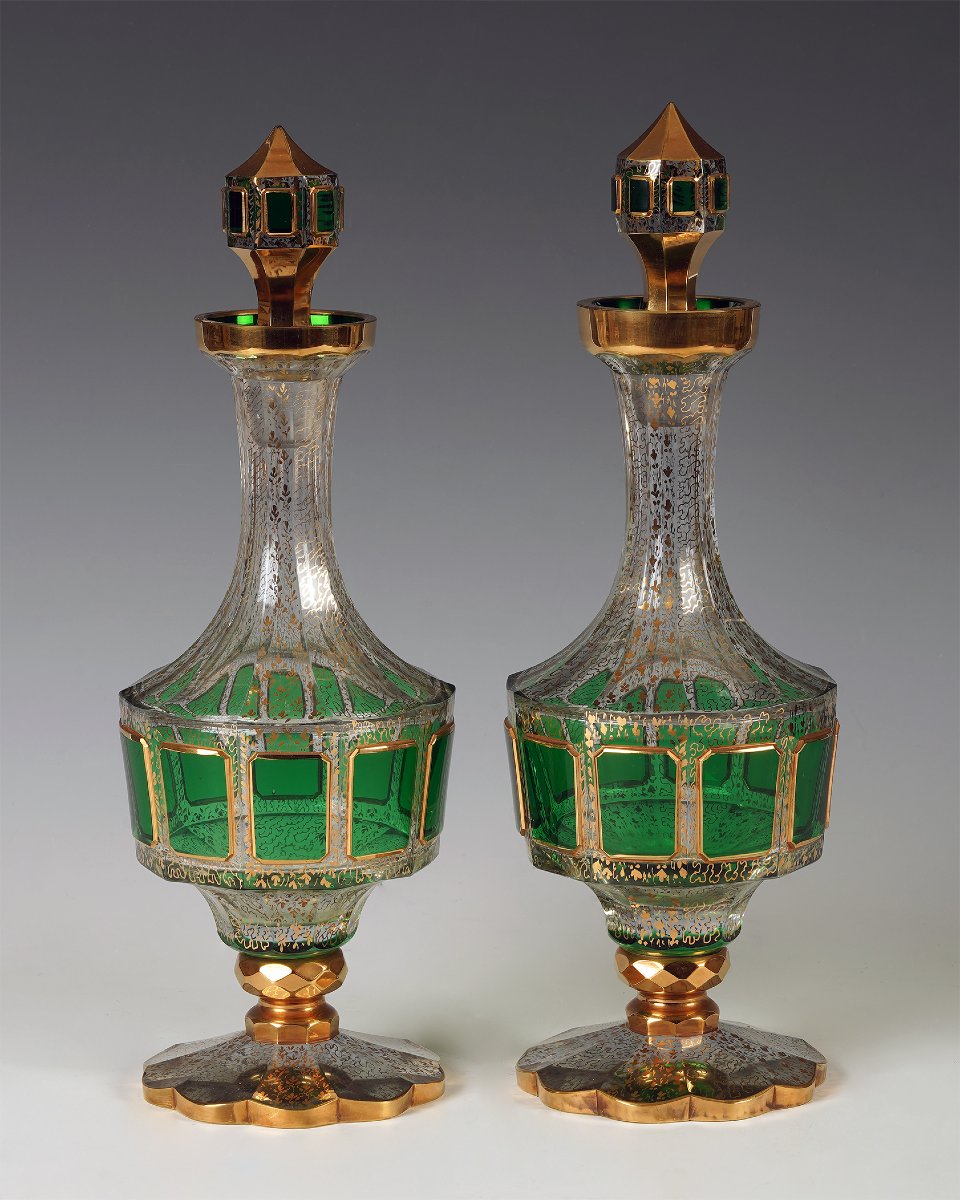 Cristallerie Moser, Paire de Carafes, Bohême, circa 1890-photo-2