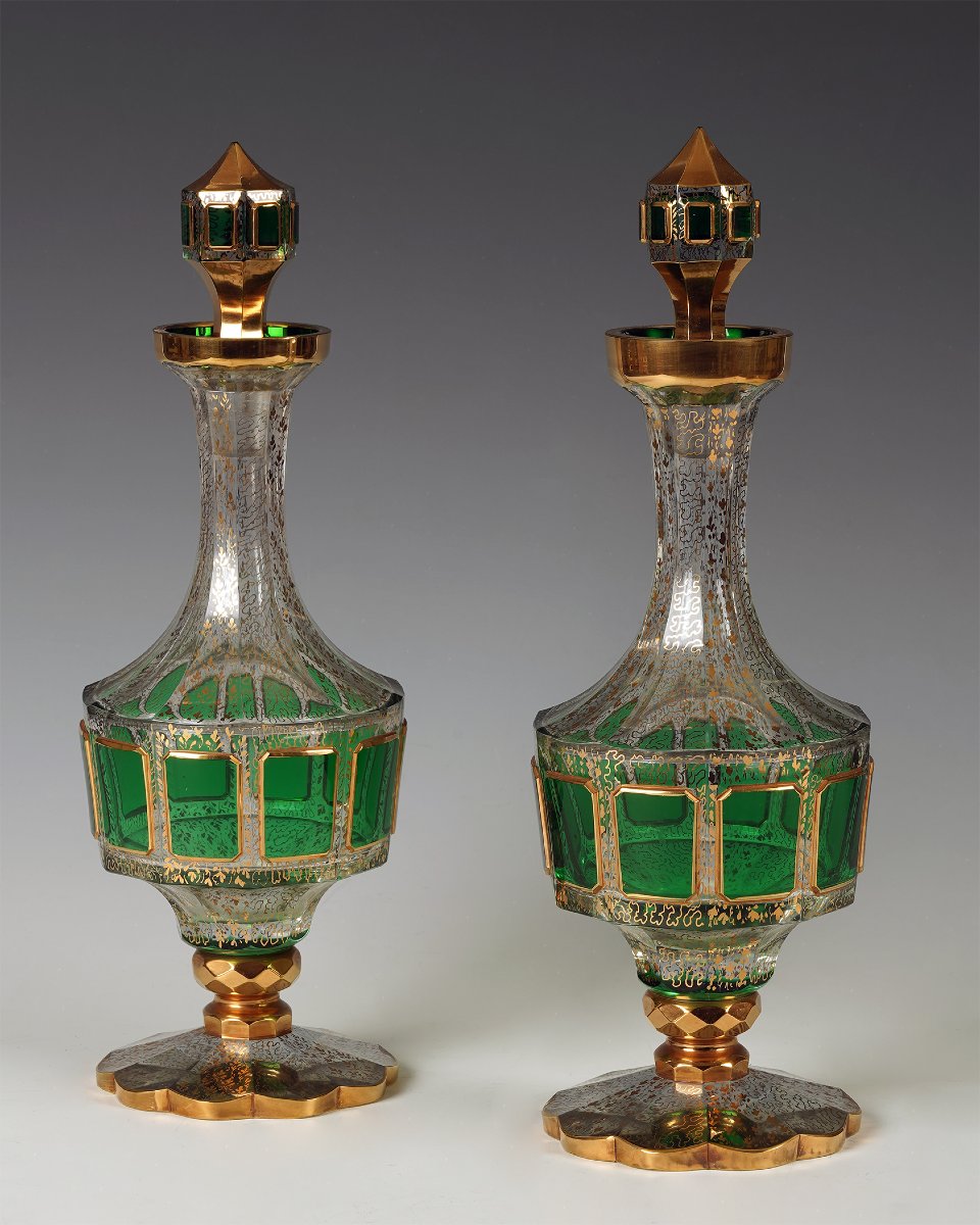 Cristallerie Moser, Paire de Carafes, Bohême, circa 1890-photo-3