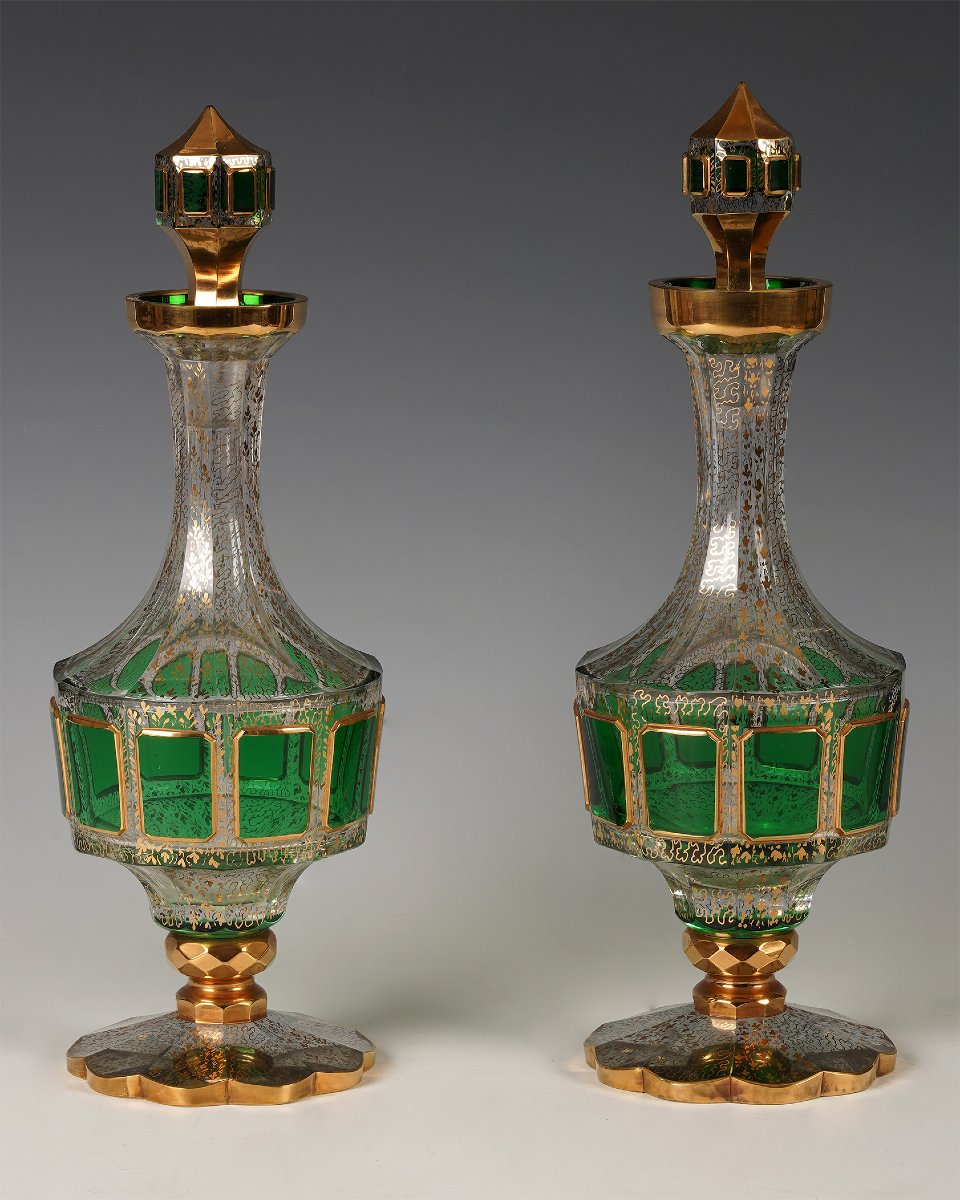 Cristallerie Moser, Paire de Carafes, Bohême, circa 1890-photo-4