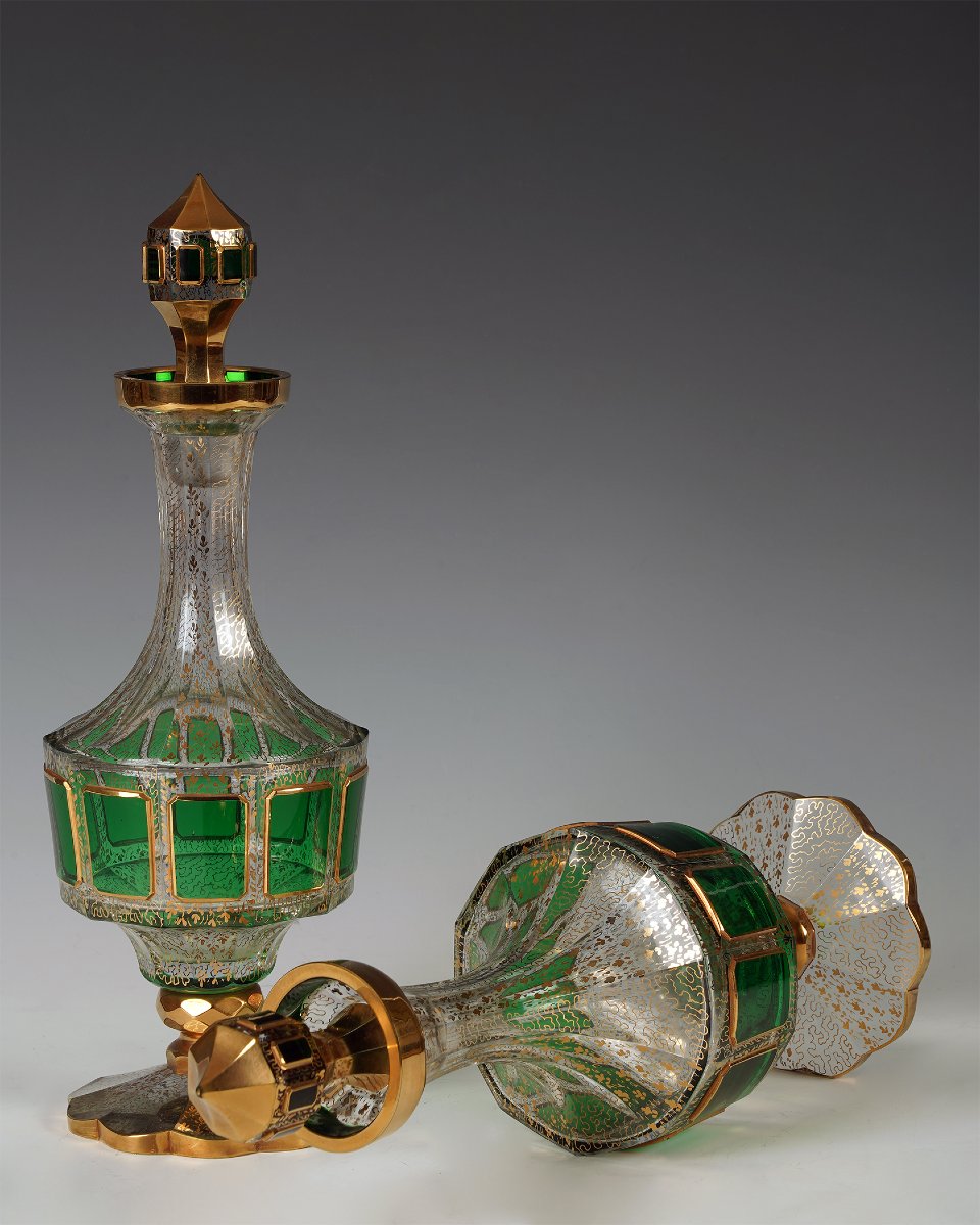 Cristallerie Moser, Paire de Carafes, Bohême, circa 1890-photo-1