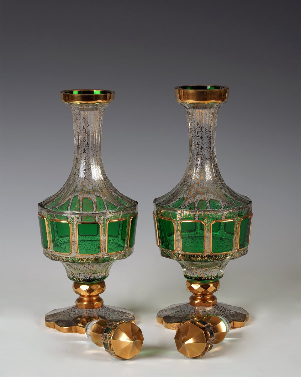 Cristallerie Moser, Paire de Carafes, Bohême, circa 1890-photo-2