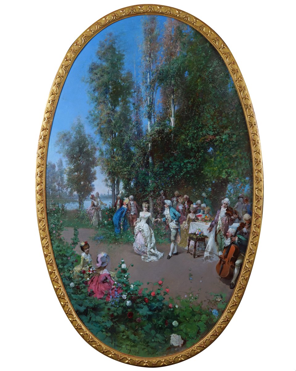 G. Simoni, Pair Of Paintings "les Fêtes Galantes", Paris, 1881-photo-3