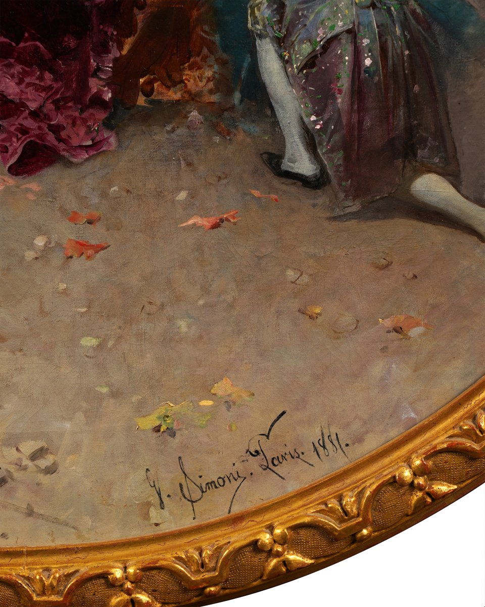 G. Simoni, Pair Of Paintings "les Fêtes Galantes", Paris, 1881-photo-3