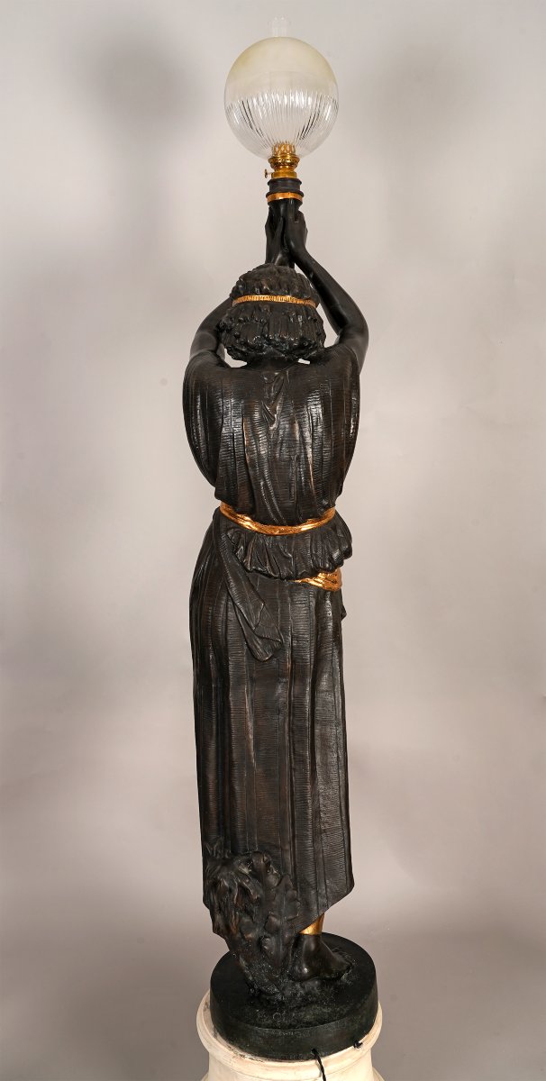 M. Moreau And Val d'Osne, Pair Of "nubian" Torcheres, France, Late 19th Century-photo-2