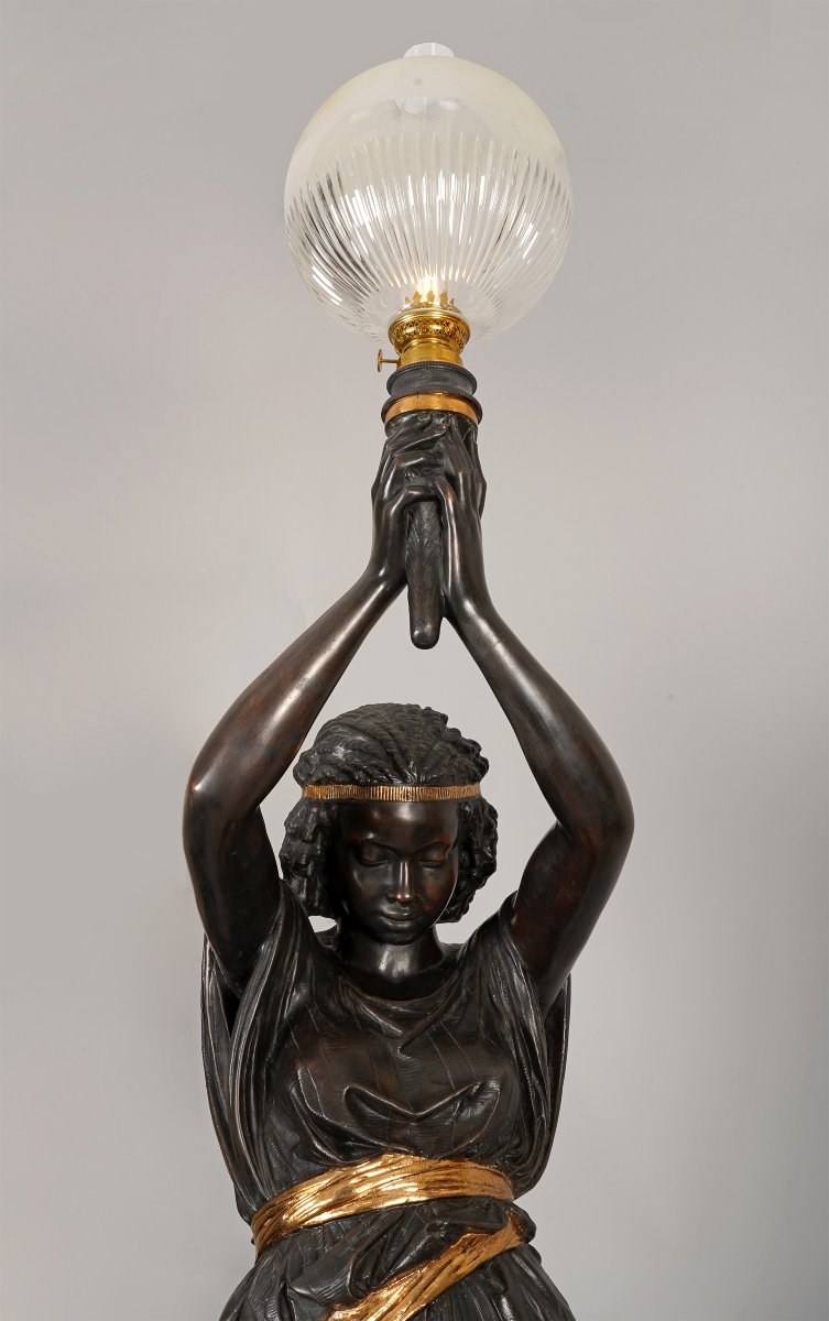 M. Moreau And Val d'Osne, Pair Of "nubian" Torcheres, France, Late 19th Century-photo-6
