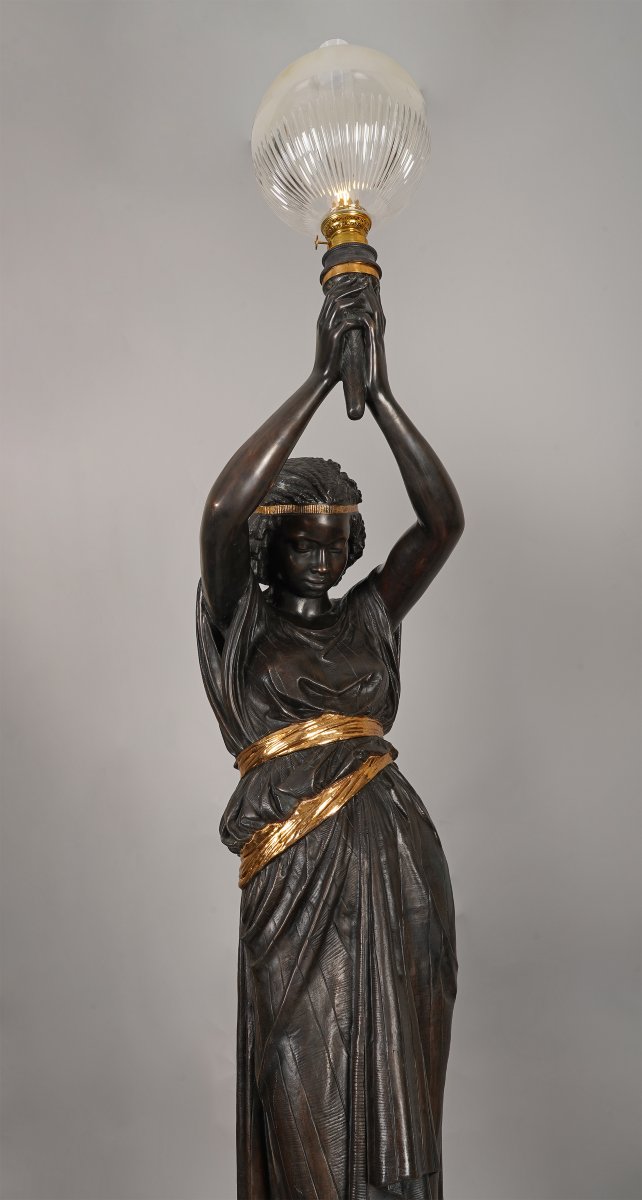 M. Moreau And Val d'Osne, Pair Of "nubian" Torcheres, France, Late 19th Century-photo-7
