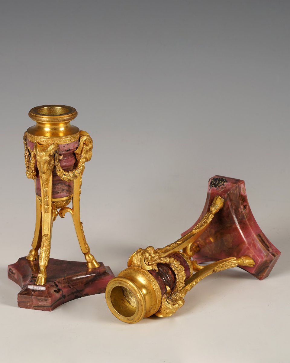 Paire de Bougeoirs "aux Béliers", France, circa 1870-photo-4